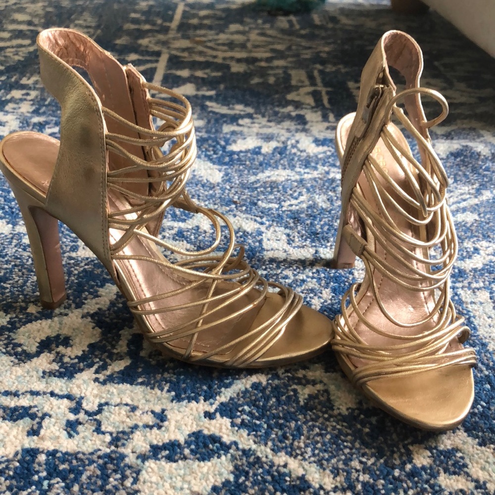 BCBG gold heels